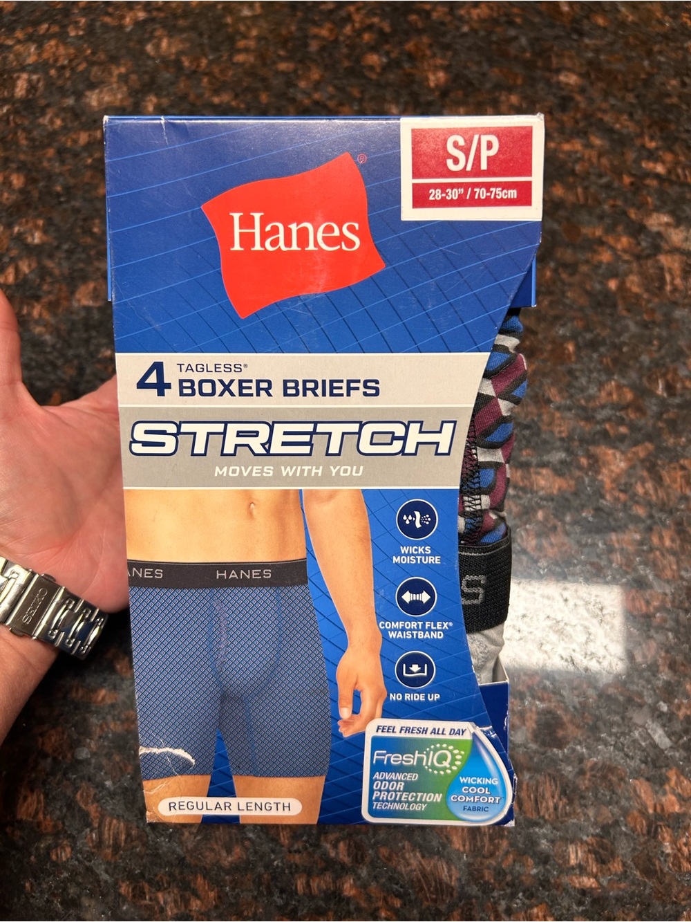 Hanes Stretch 4-Pack Boxer Briefs - Blue